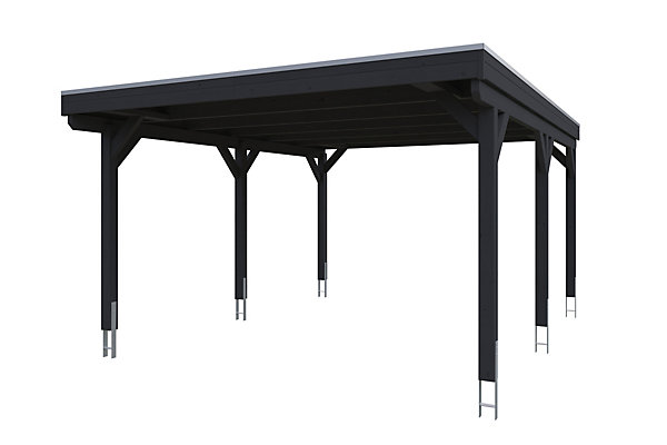 Carport SKAN HOLZ Grunewald 427 x 554 cm avec panneaux de toit en aluminium, traitement coloré anthracite