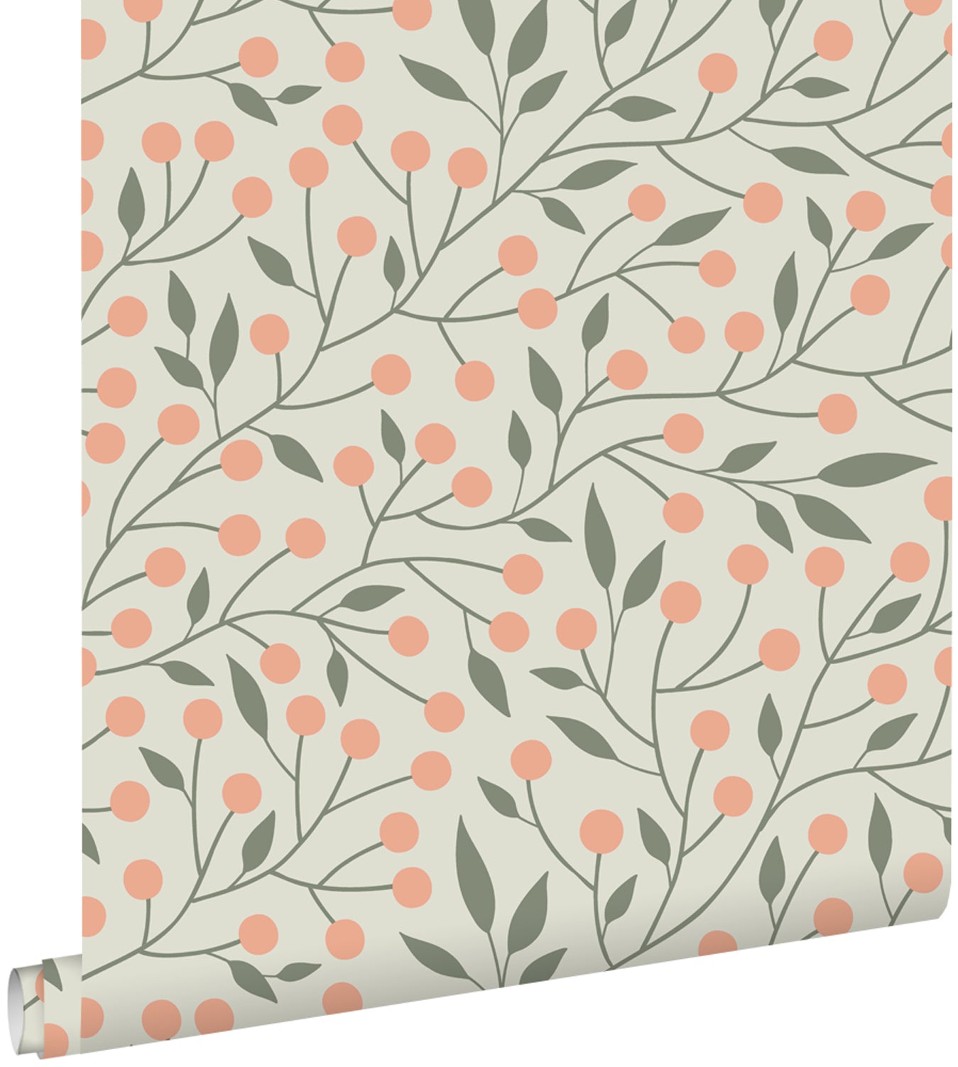 ESTAhome behang bloemmotief vergrijsd groen en perzik roze - 53 cm x 10.05 m - 139659