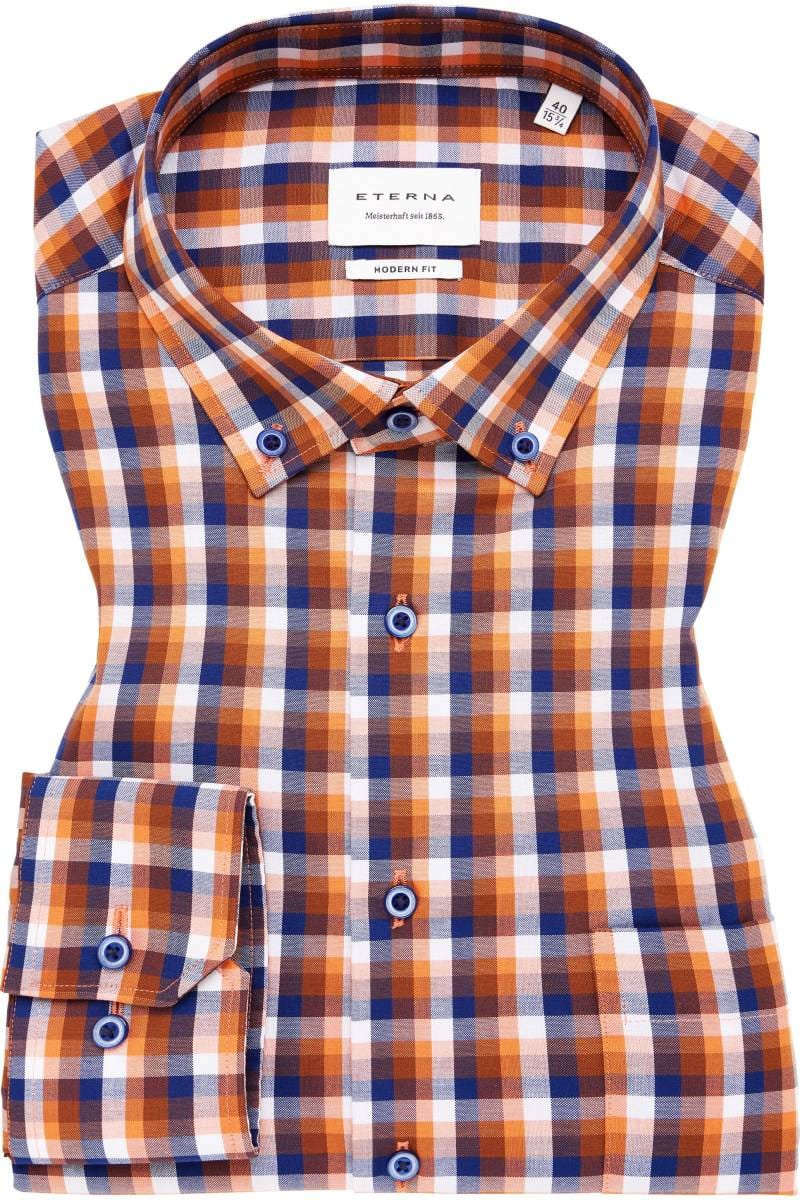 ETERNA Modern Fit Hemd orange, Kariert
