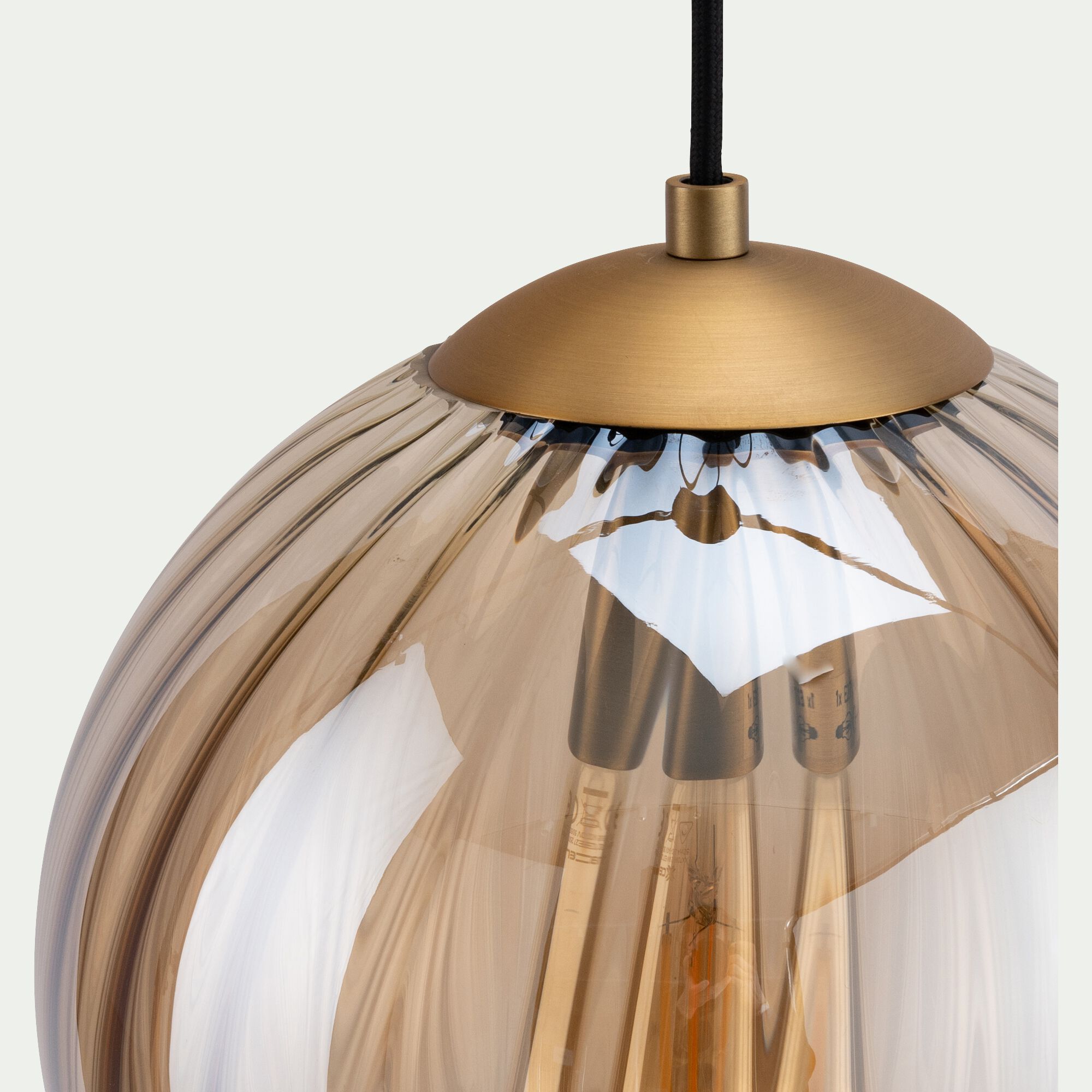 MONSARAZ - Suspension électrifié en verre et acier D25cm - marron