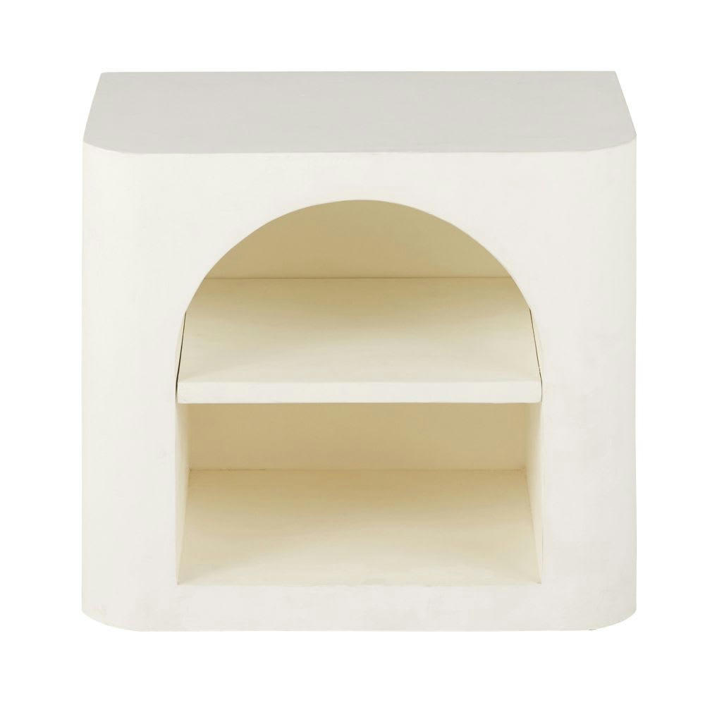 Sartene - Table de chevet 1 niche 1 étagère blanc crème