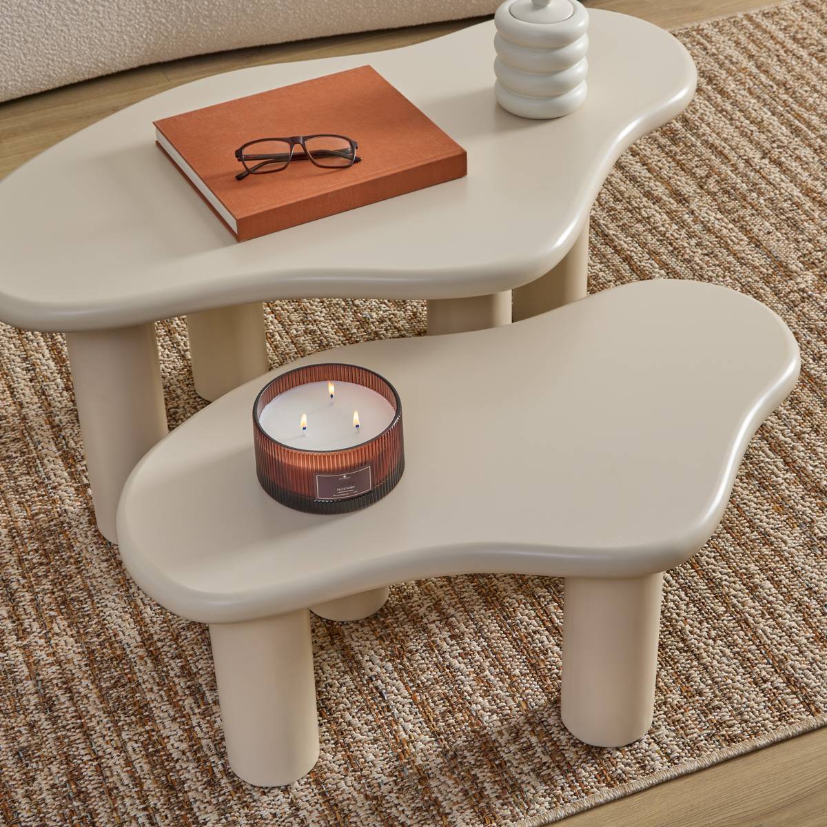 "Olao" Nesting Tables Ivory, 100x60 cm