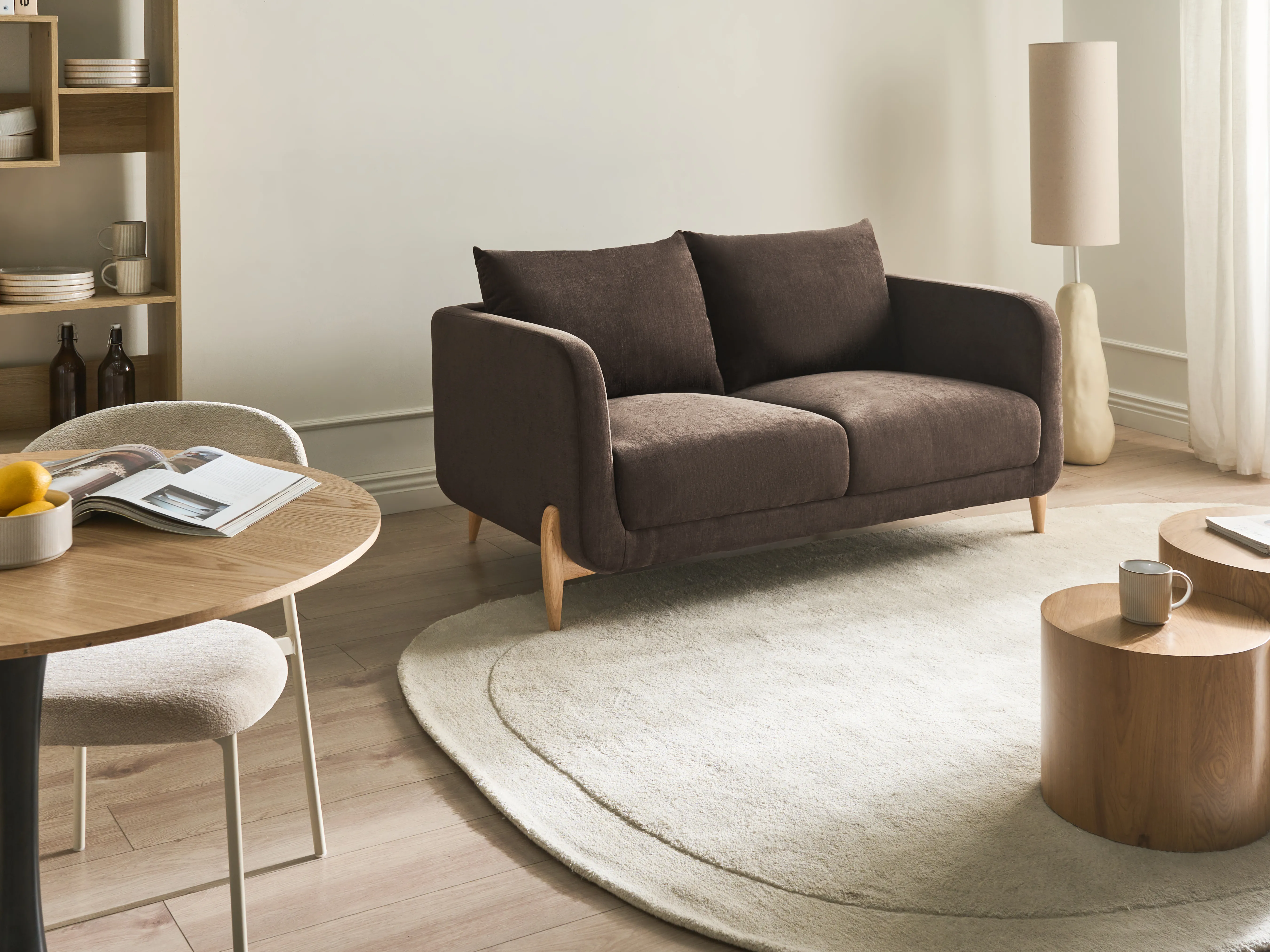 Sofa 2 Seater GIMO Chenille Dark Brown