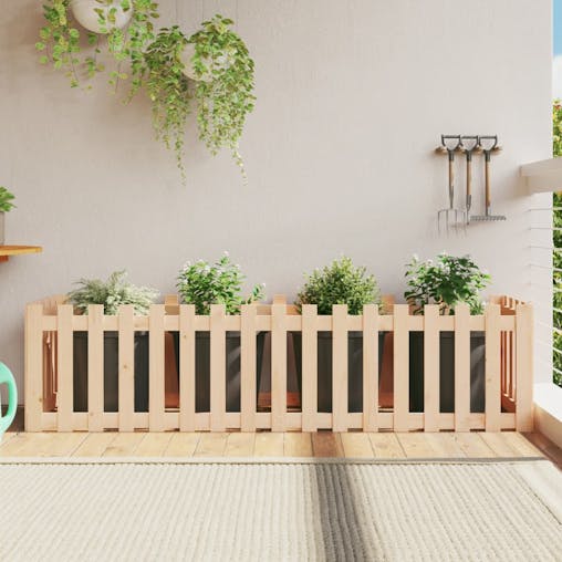 NNEVL Garden Raised Bed with Fence Design 200x50x50 cm Solid Wood Pine