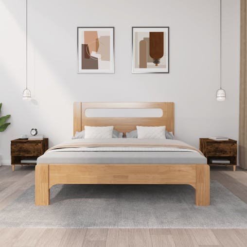 NNEVL Bedside Tables 2 pcs Smoked Oak 50x46x50 cm Engineered Wood
