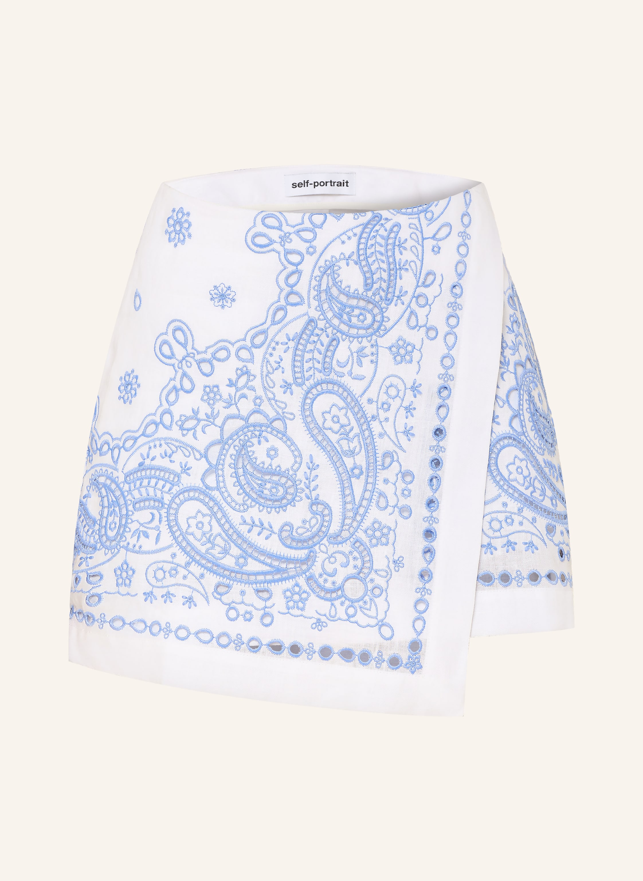 self-portrait Leinen-Skort mit Lochspitze