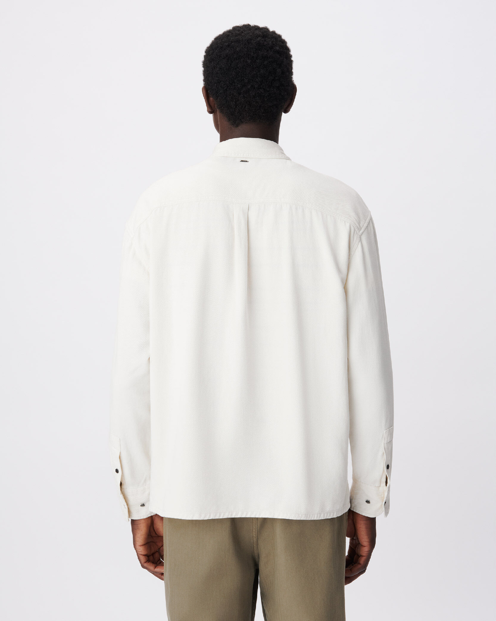 Chemise vareuse loose écrue col zippé Homme