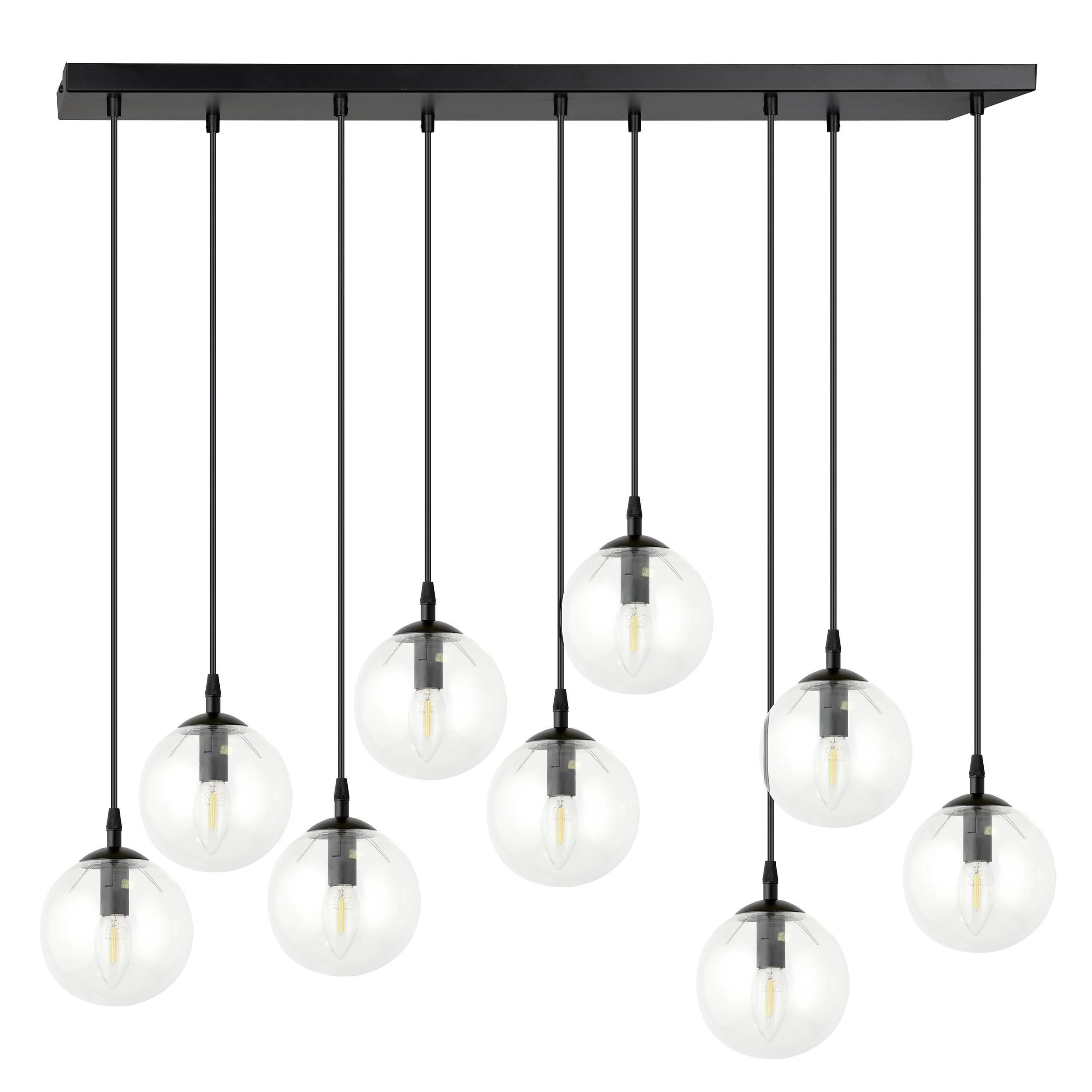 Glazen hanglamp eetkamer Cosmo 9-lichts