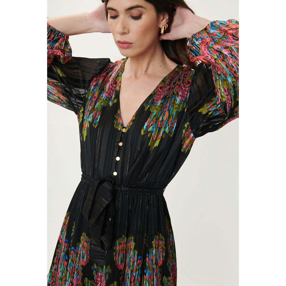 Robe Albertine jupe et manches plissées