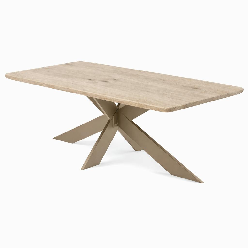 Table extensible chêne grisé bords biseautés pied grège fin 220 cm PALERME