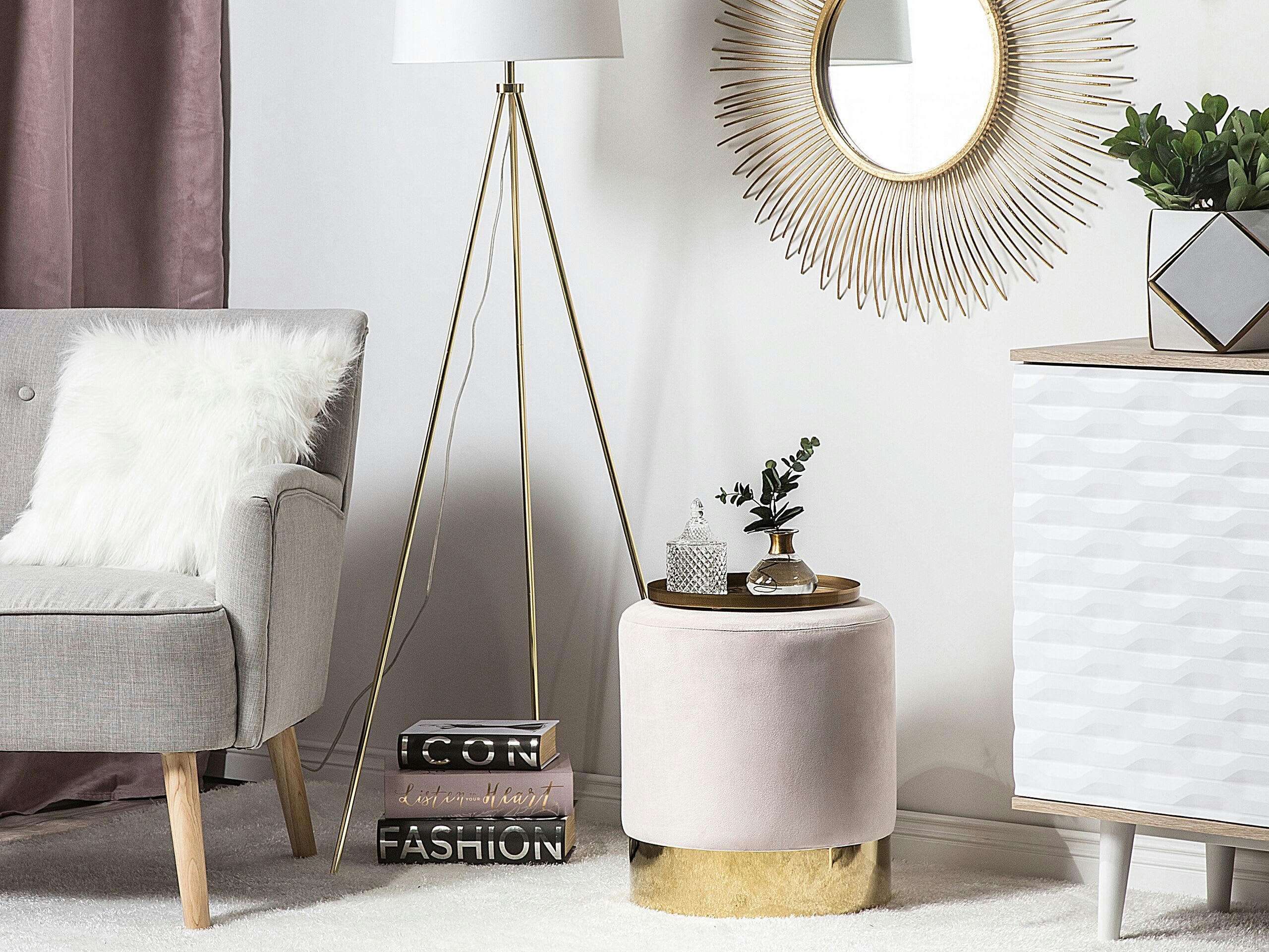 SOPHIA - Pouf en velours rose pâle ⌀ 39 cm