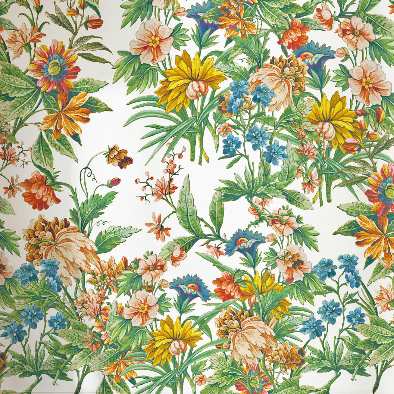 - Papier peint motifs fleurs jaune blanc 255x260cm