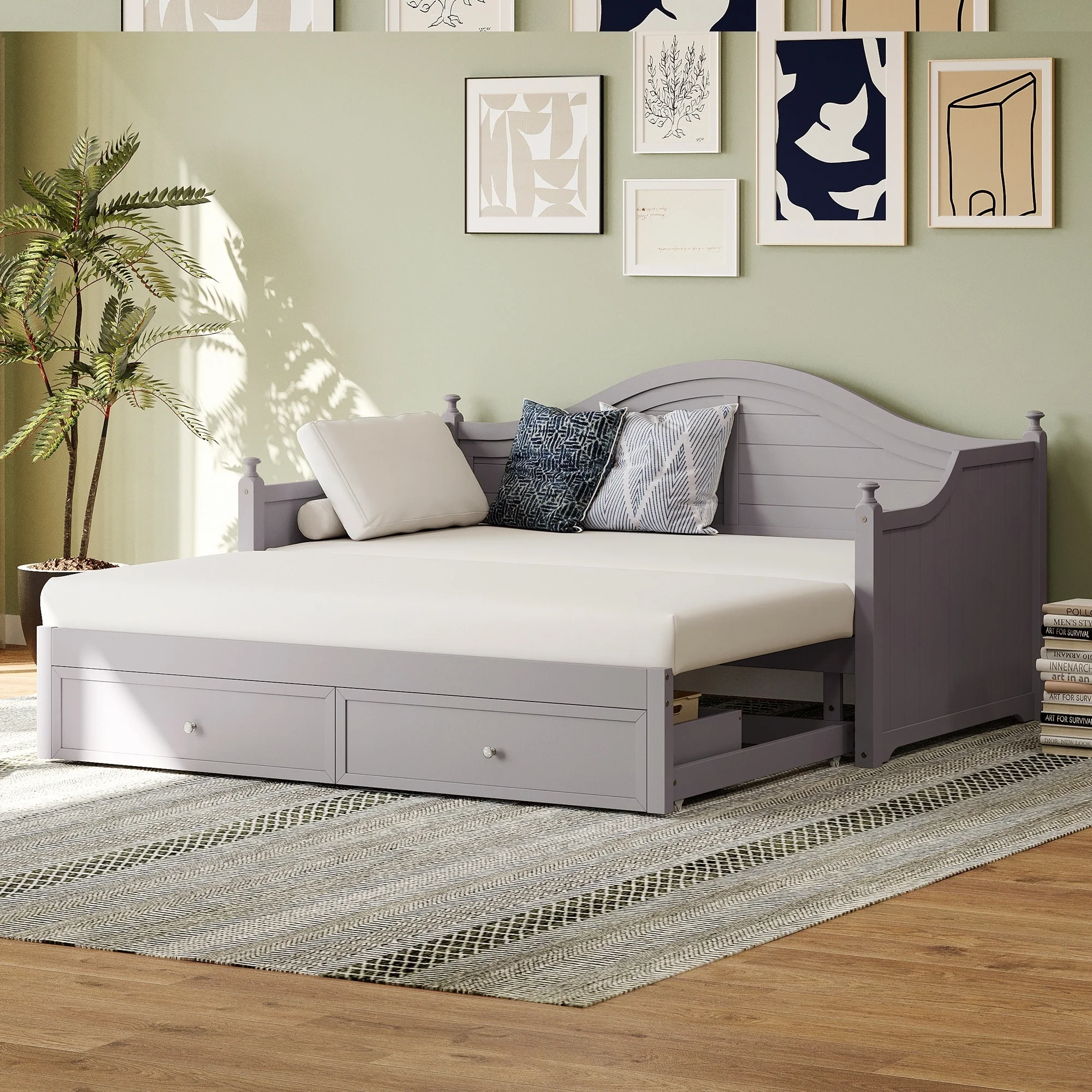 Twin Size Daybed with Extended Pop Up Trundle