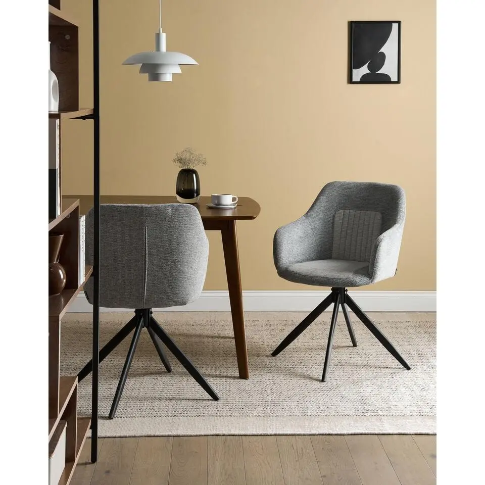 LIKELY - Eetkamerstoel set van 2 - Grijs - Kunstleer