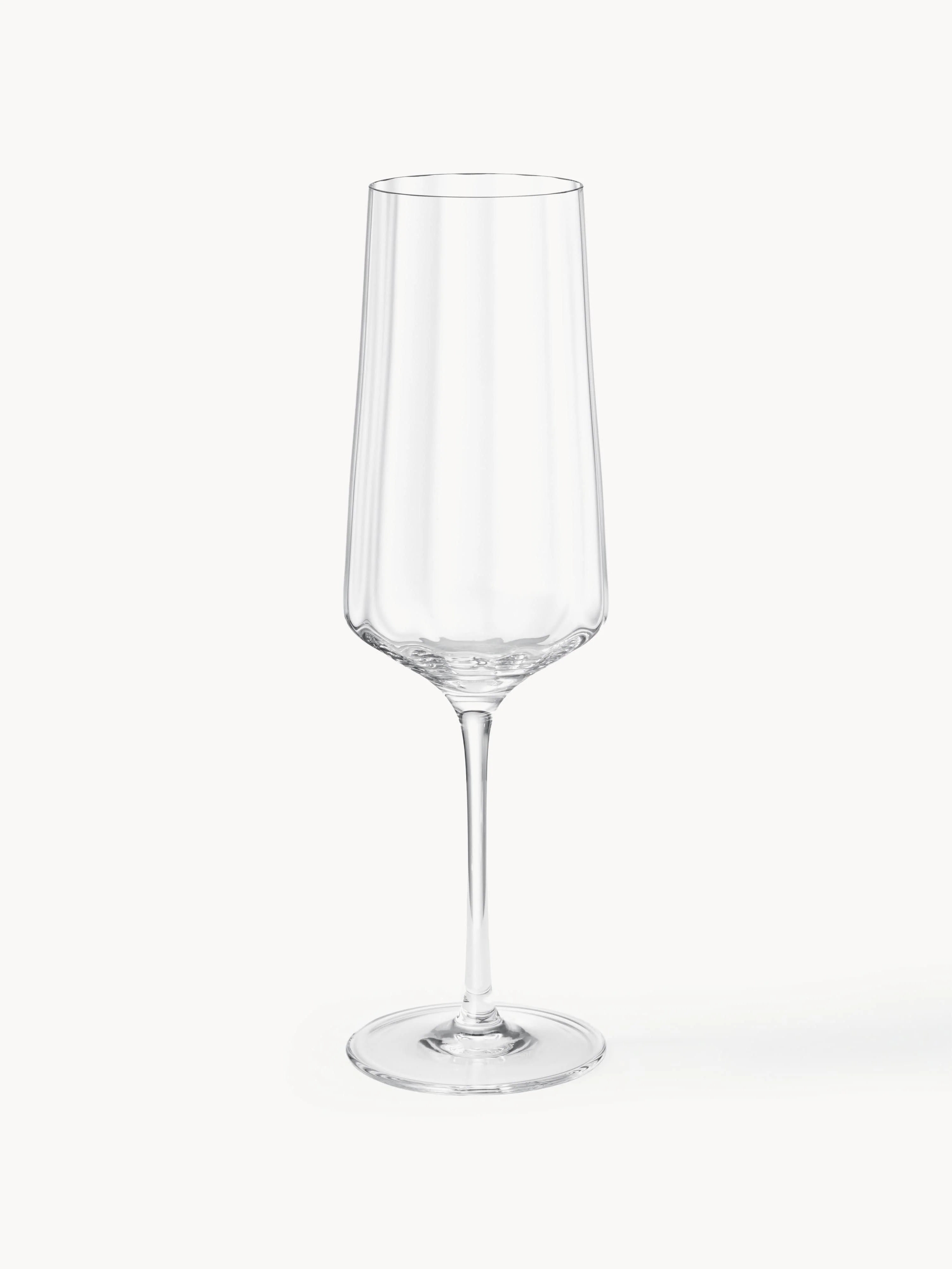 Kristall-Champagnerflöten Bernadotte mit Rillenstruktur, 6er-Set