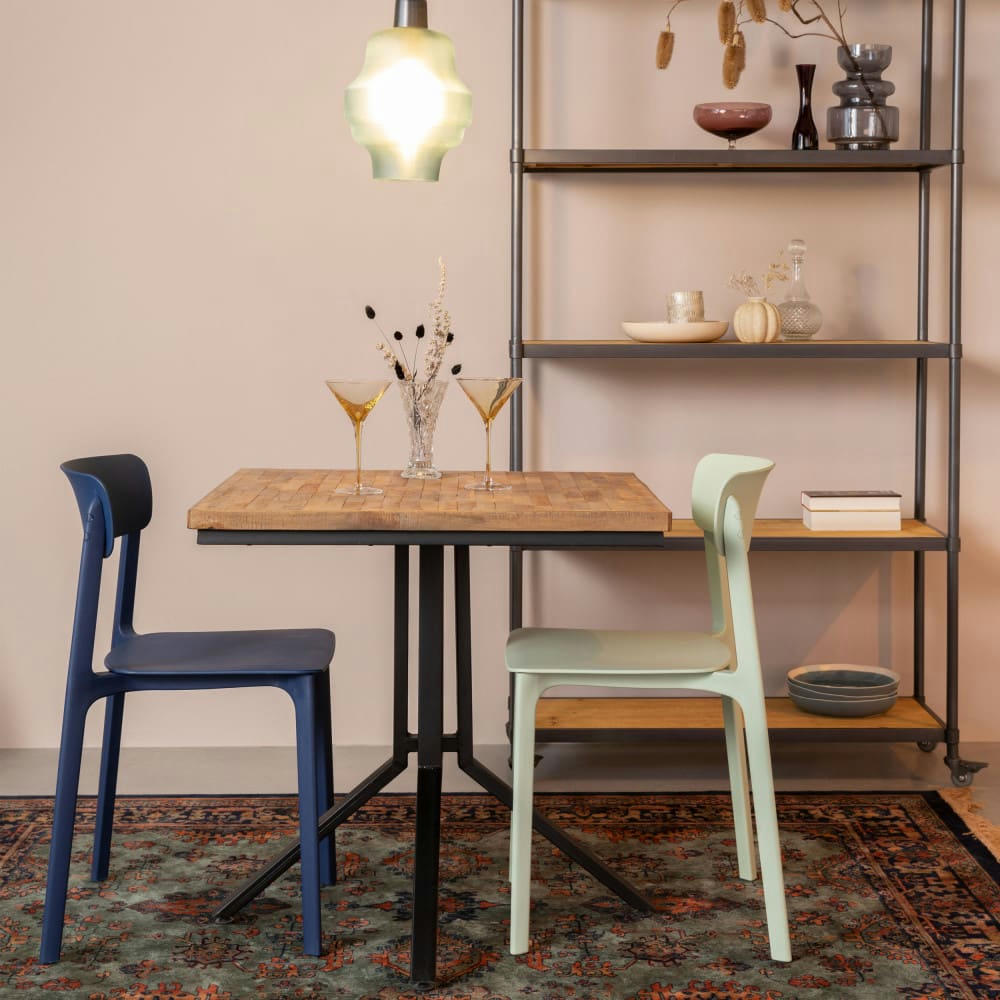 CLIVE - 4 chaises en résine bleu