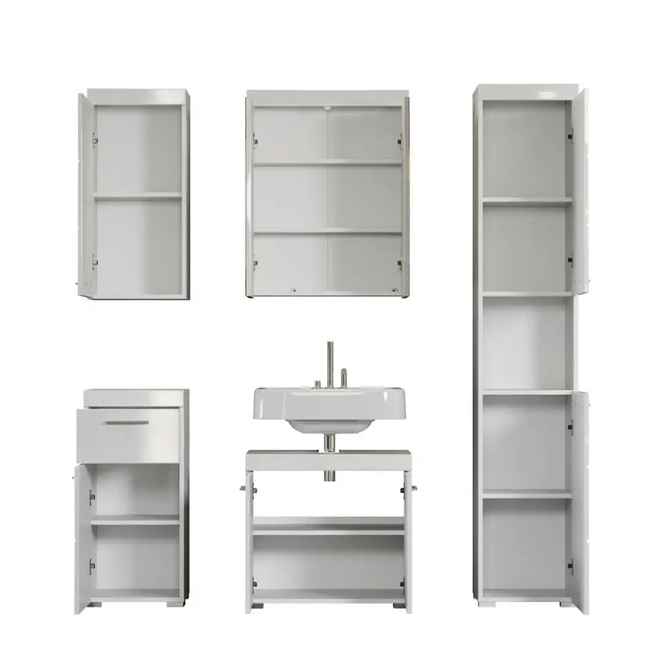 Hioshop AmandaMandoBea badkamer 5 delen wit hoogglans- wit