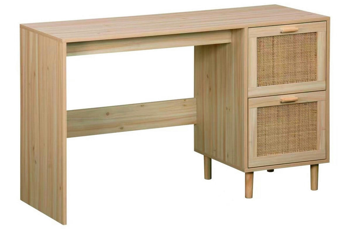 JAVA - Bureau en bois et rotin