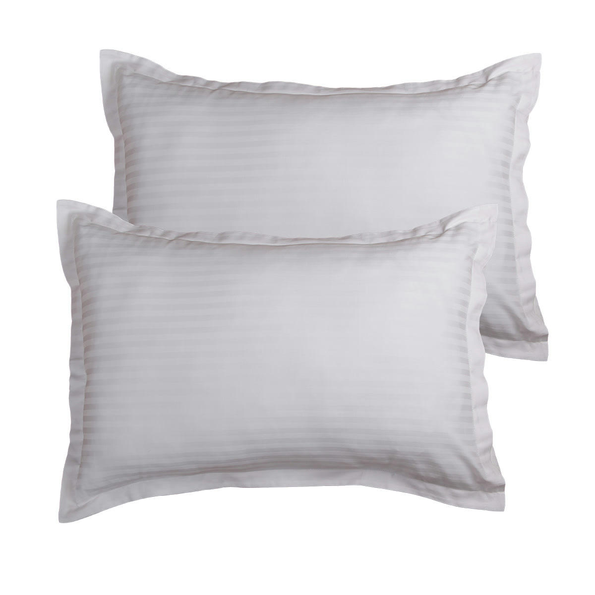 RAYURES BLANC - Lot de 2 Taies d'oreiller 50x70 cm satin de coton