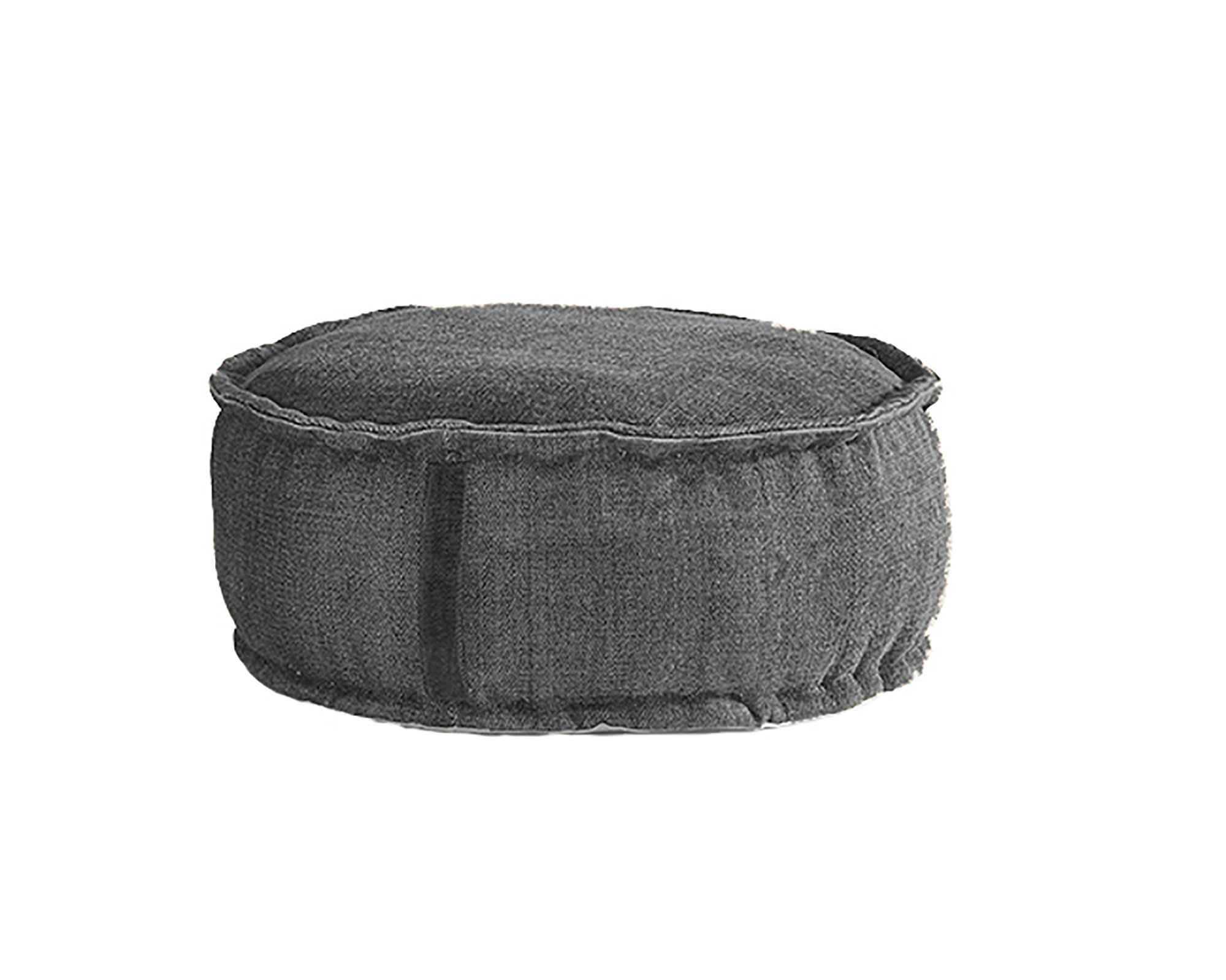 STONE WASHED - Pouf rond en coton revêtu effet lavé gris.