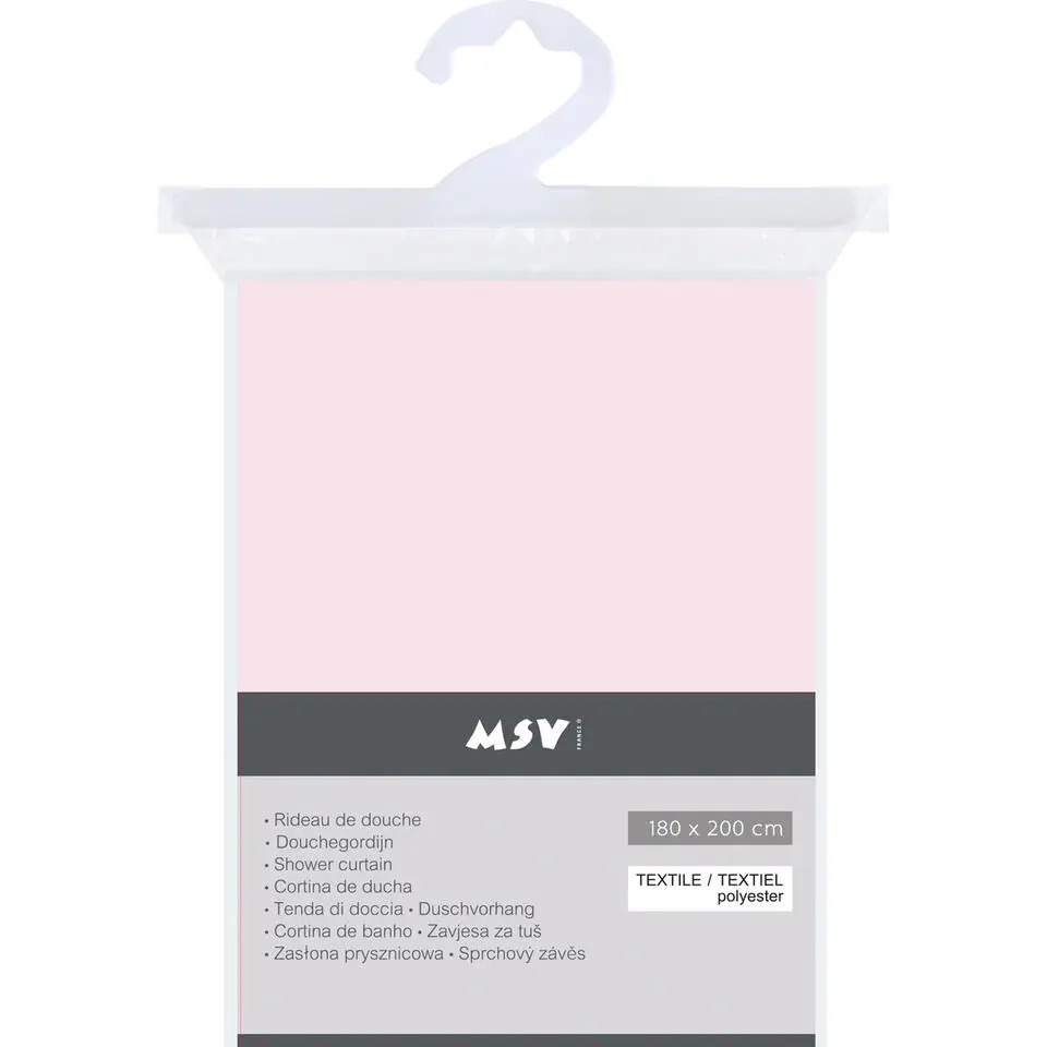 MSV Douchegordijn - lichtroze - polyester - 180x200 cm