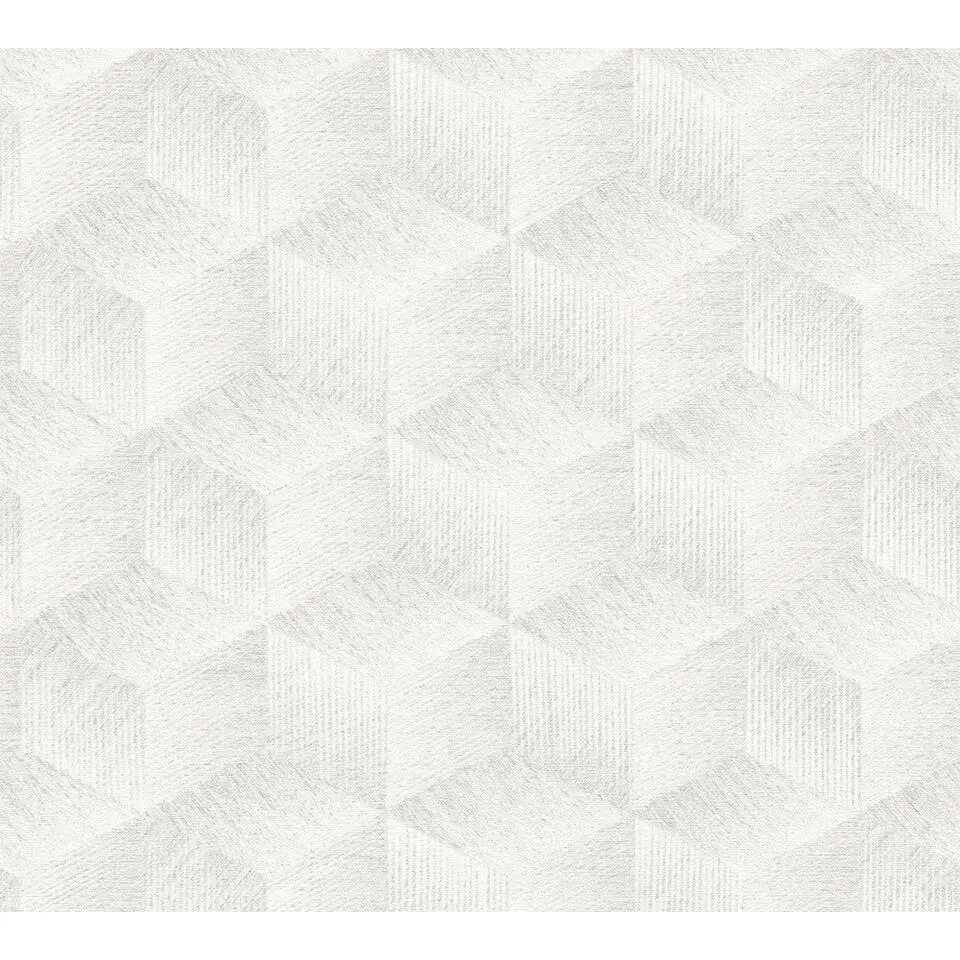 A.S. Cr&eacute;ation behang 3D-motief grijs en wit - 53 cm x 10.05 m