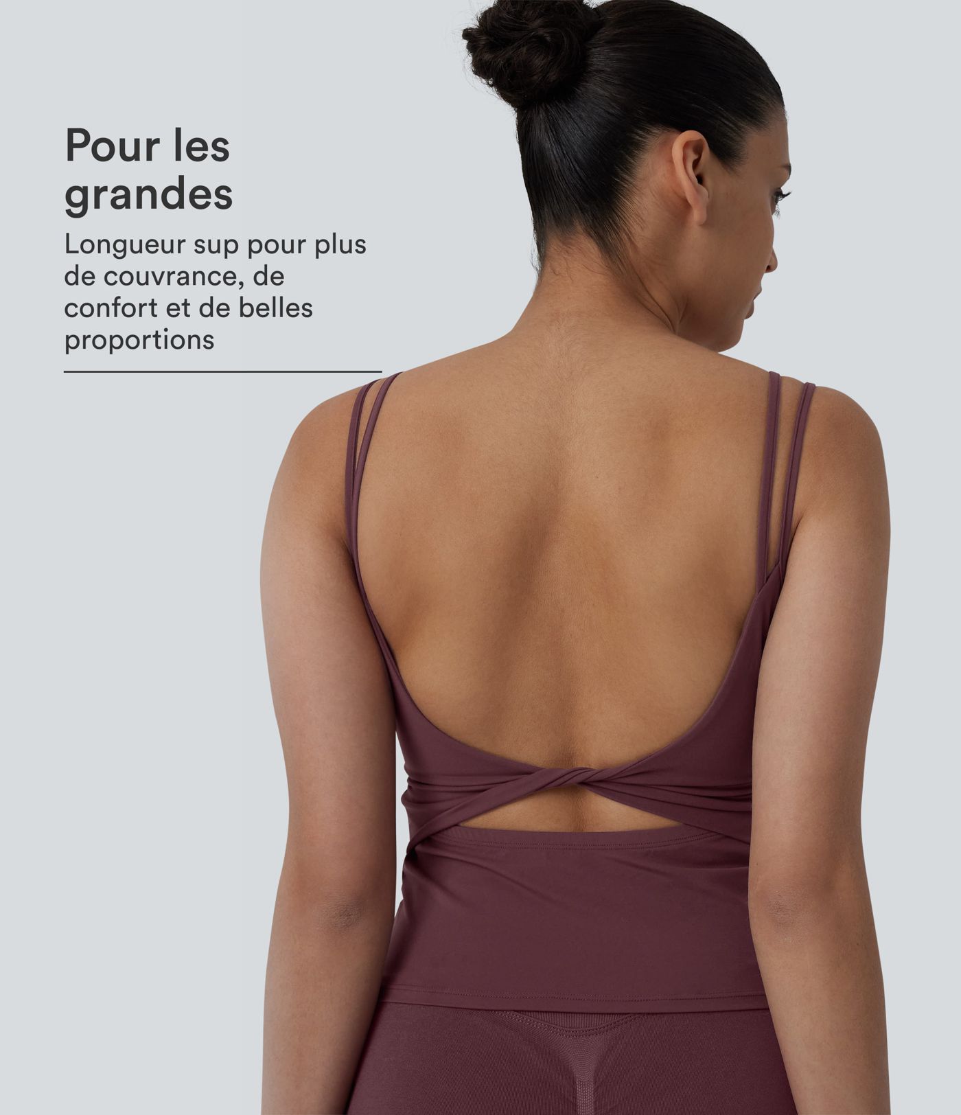Débardeur court yoga dos nu torsadé doubles bretelles Halara UltraSculpt™ - Longueur allongée
