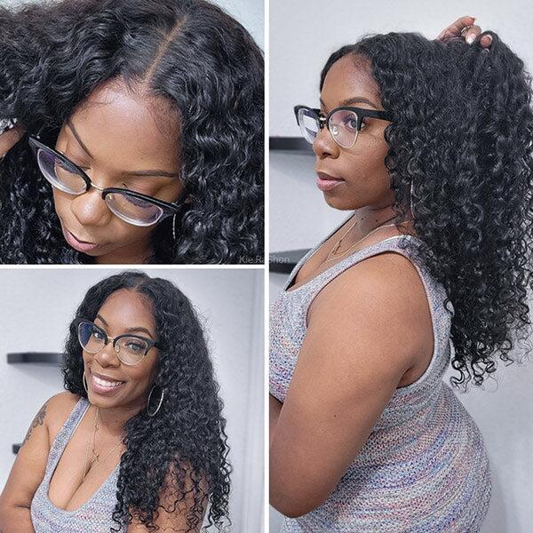 [Clearance Sale] CurlyMe Wear Go Glueless Bleached Knots Water Wave Pre-cut 7x5 HD Lace Hair Wigs Pre-plucked