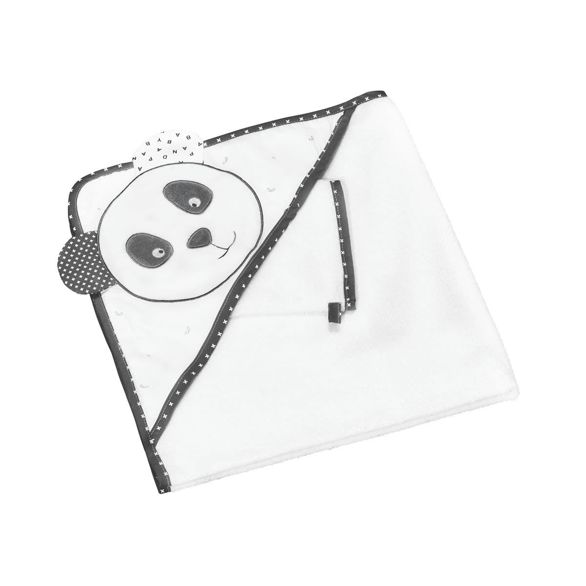 CHAO CHAO - Cape de bain 75x75cm et gant en coton blanc