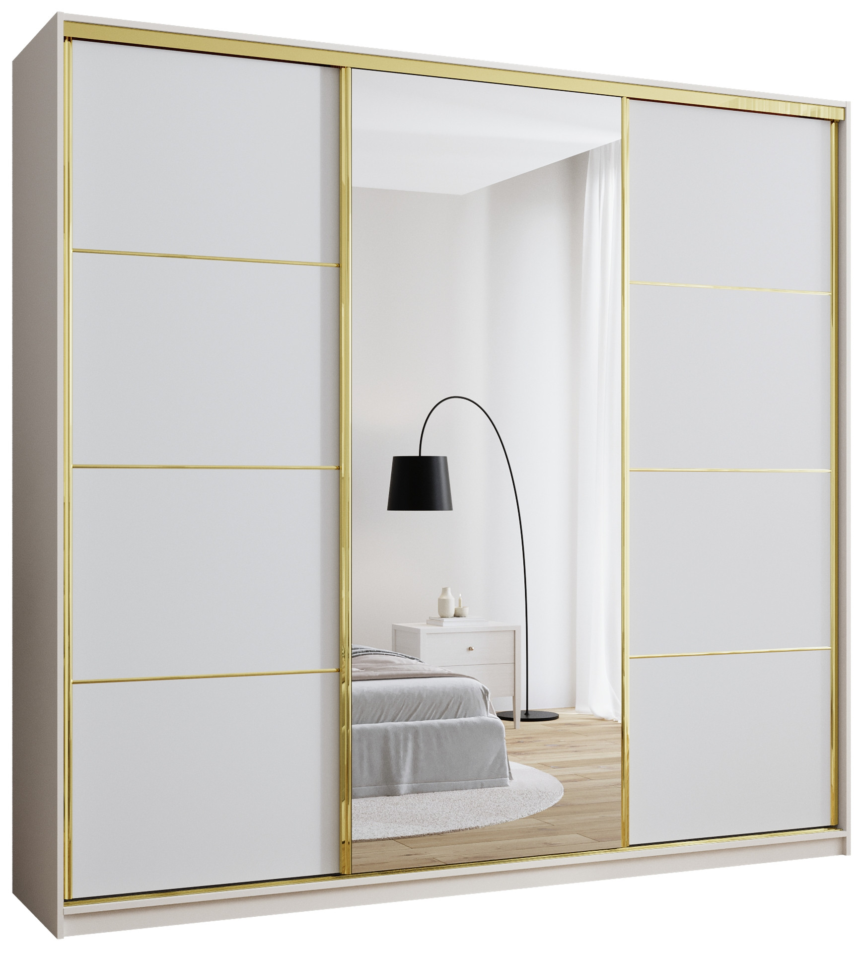 Szafa przesuwna z lustrem 250 cm GOLD NEW MAX wysoka szafa do sypialni