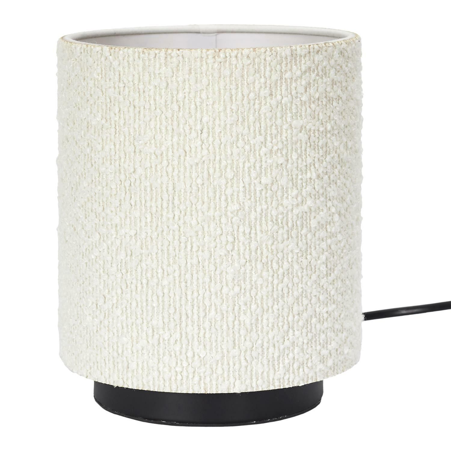 LAMPA STOŁOWA biała z kloszem bouclé styl skandynawski