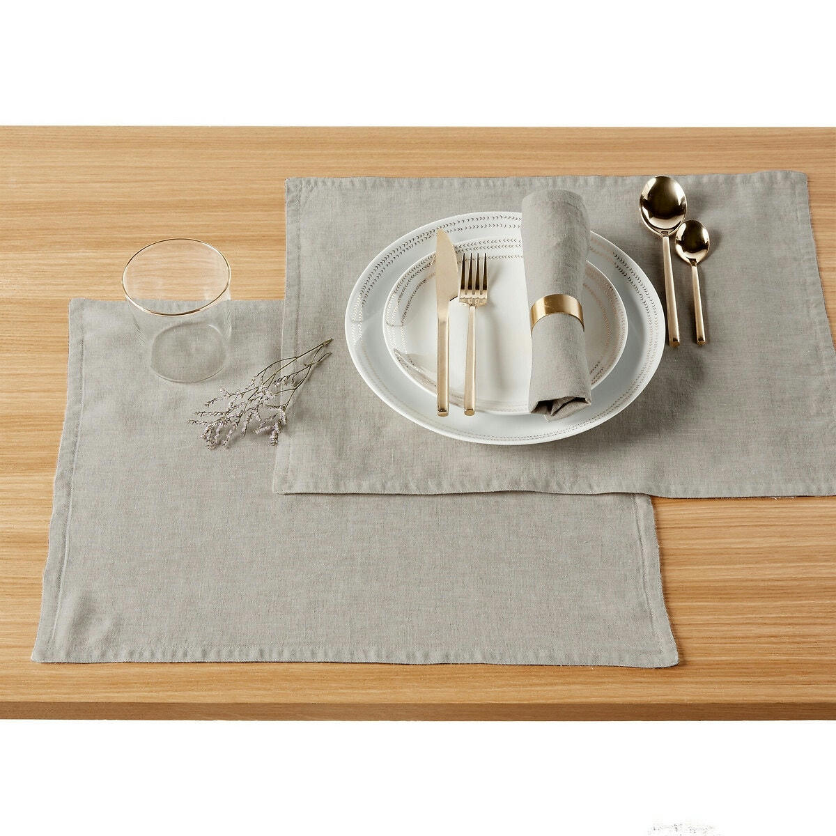 Lot de 2 sets de table pur lin lavé Victorine