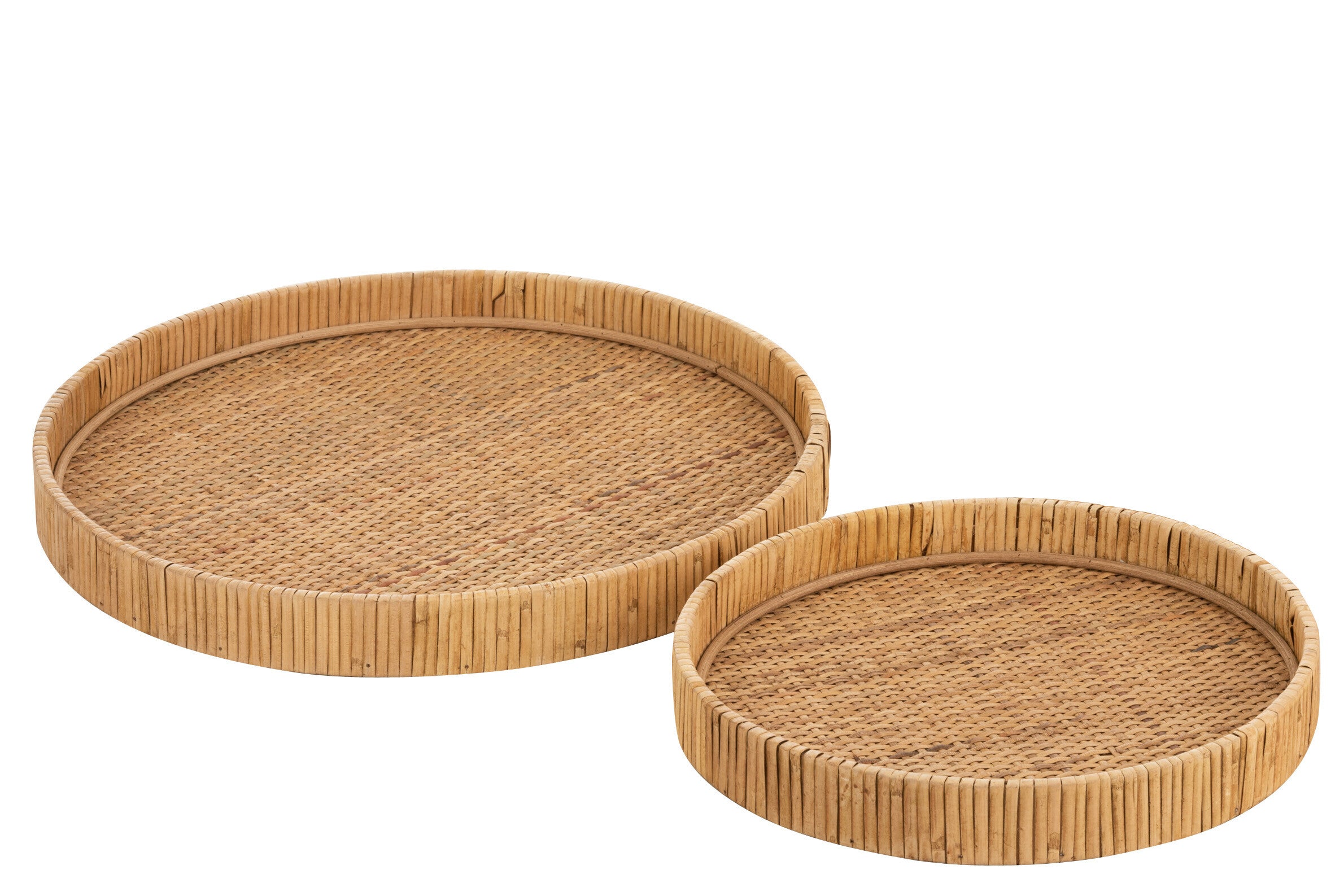 J-Line plateau Rond - dienblad - jute - naturel - 2 stuks
