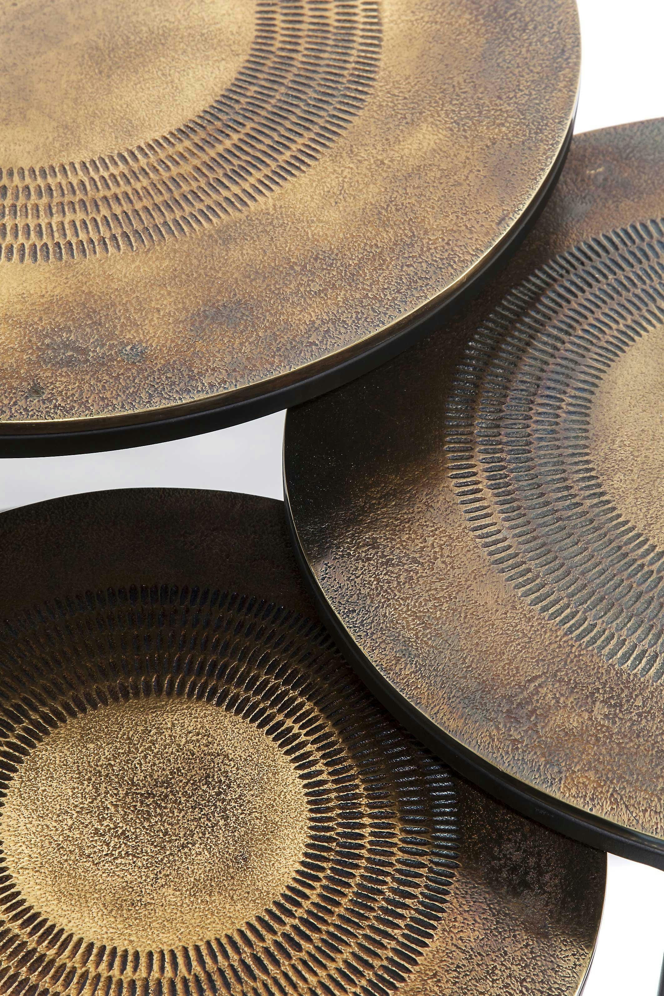 MARRAKESH - 3 tables d'appoint gigognes en acier et aluminium