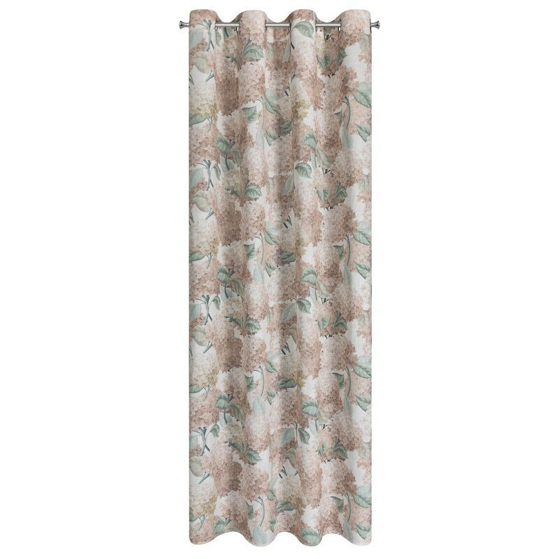 Zasłona na przelotkach z lnem w kwiaty DEMI 140X250 naturalna