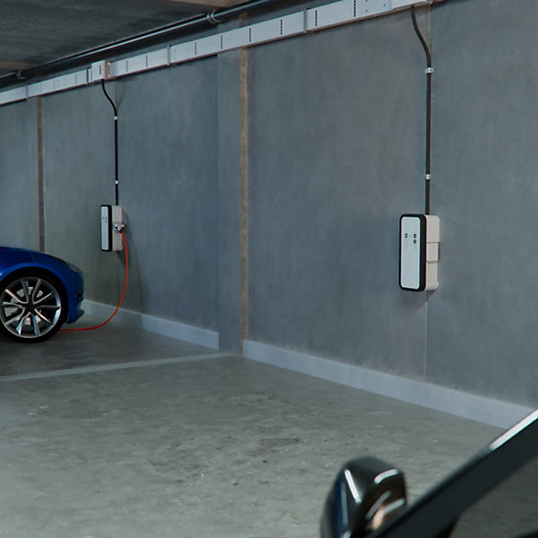 Borne de recharge pour voiture électrique Witty Share 22 kW avec prises T2S et TE. RFID et OCPP - HAGER - XEV1R22T2TE