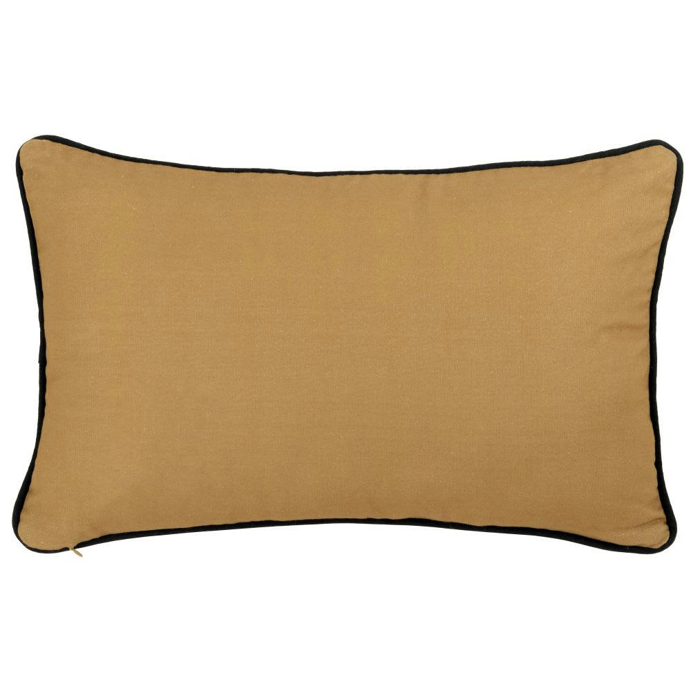 SHARIFA - Housse de coussin en coton biologique ocre imprimé multicolore 30x50