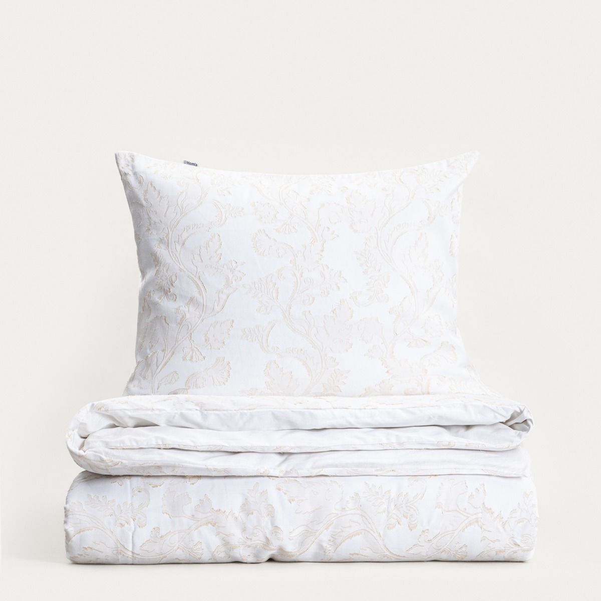 Pościel JAKAD bawełniana żakardowa biało-beżowa 160x200   2*50x60 cm