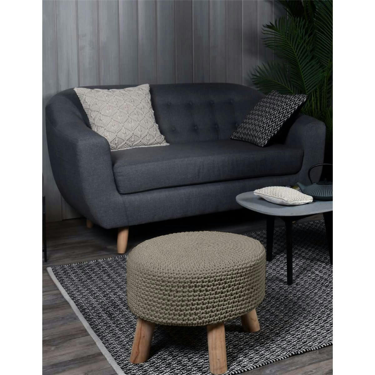 MIGRAMAH - Tabouret en macramé  mastic