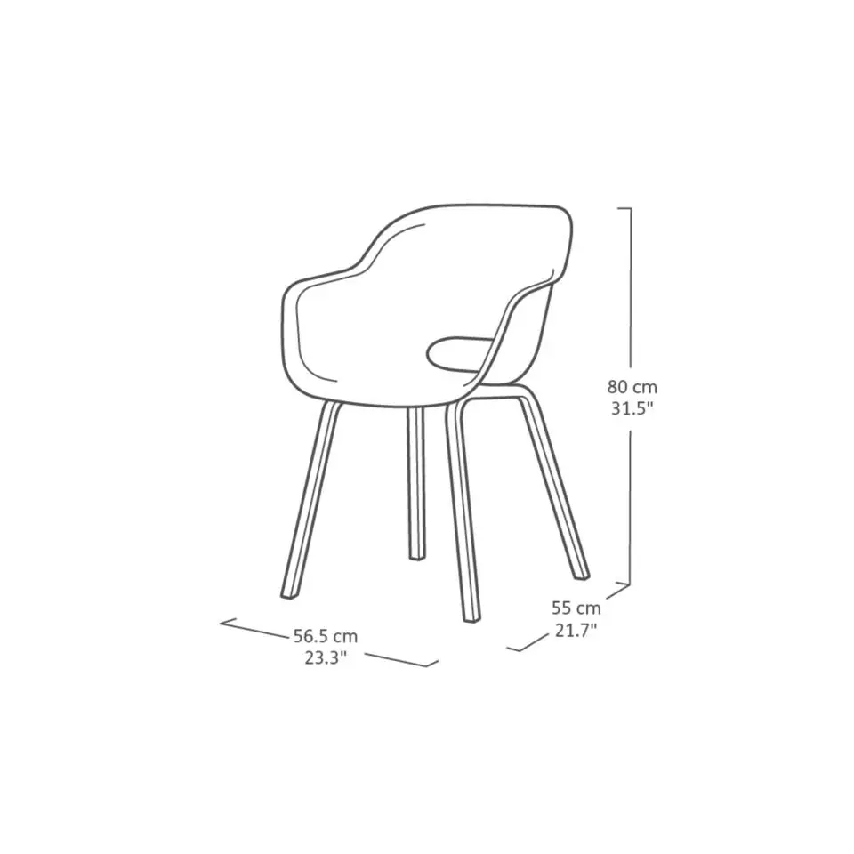 Keter Noa Tuinstoel - 2 stuks - 55x56.5x80cm - metalen onderstel - Wit
