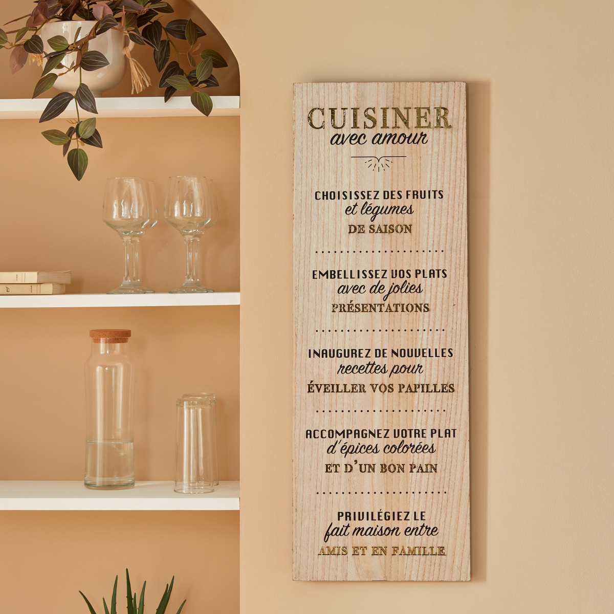 Wall decoration "Louison" Wood, 78x28 cm