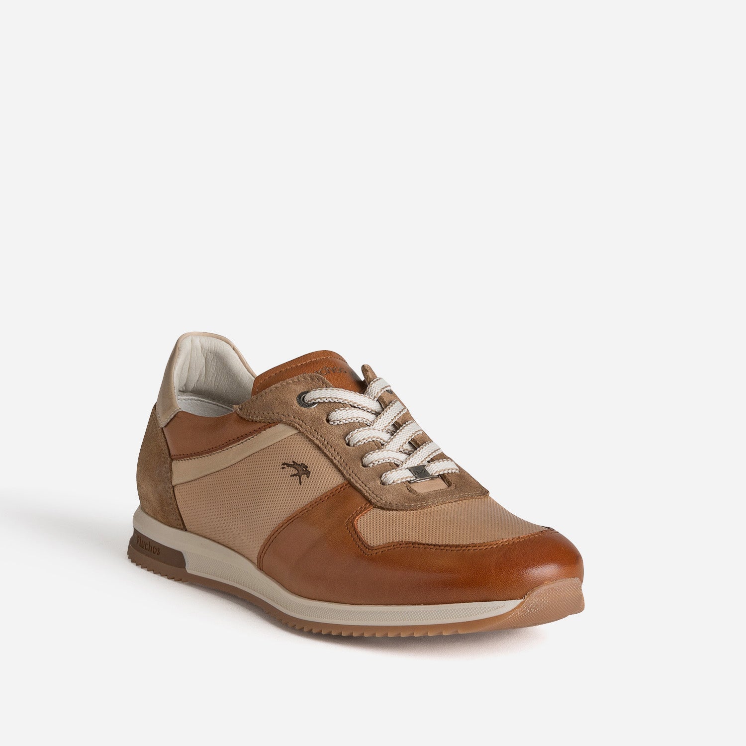 Tennis FLUCHOS cognac et beige cuir