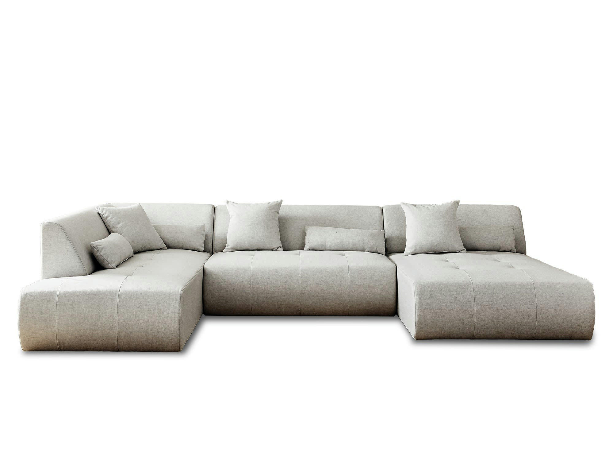 ONYX - Canapé modulable 7 places angle gauche en tissu gris clair