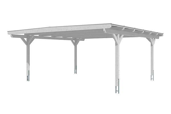 Carport SKAN HOLZ Odenwald 640x648cm, bois lamellé-collé, traitement coloré blanc
