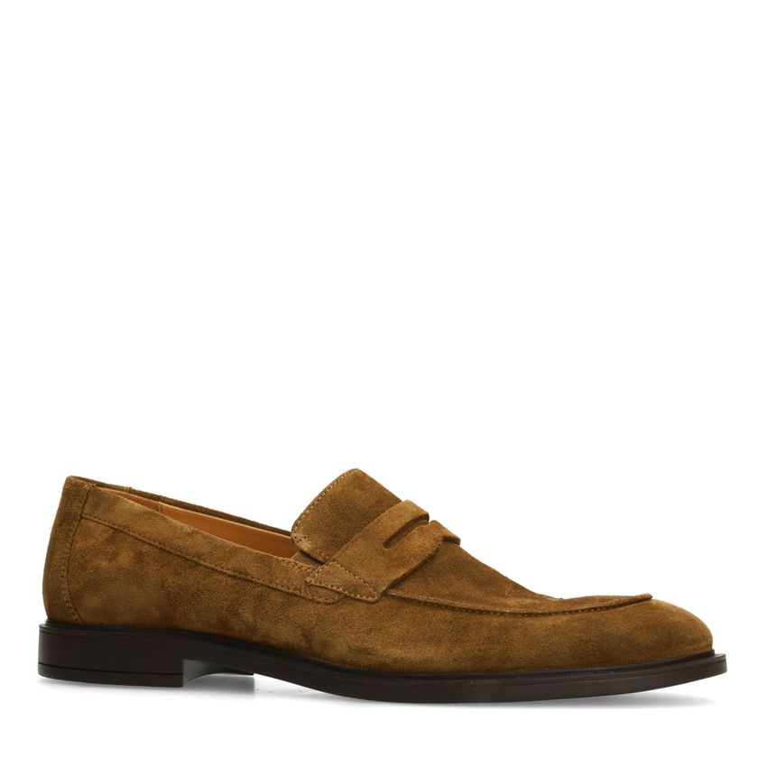 Manfield Cognac suède loafers