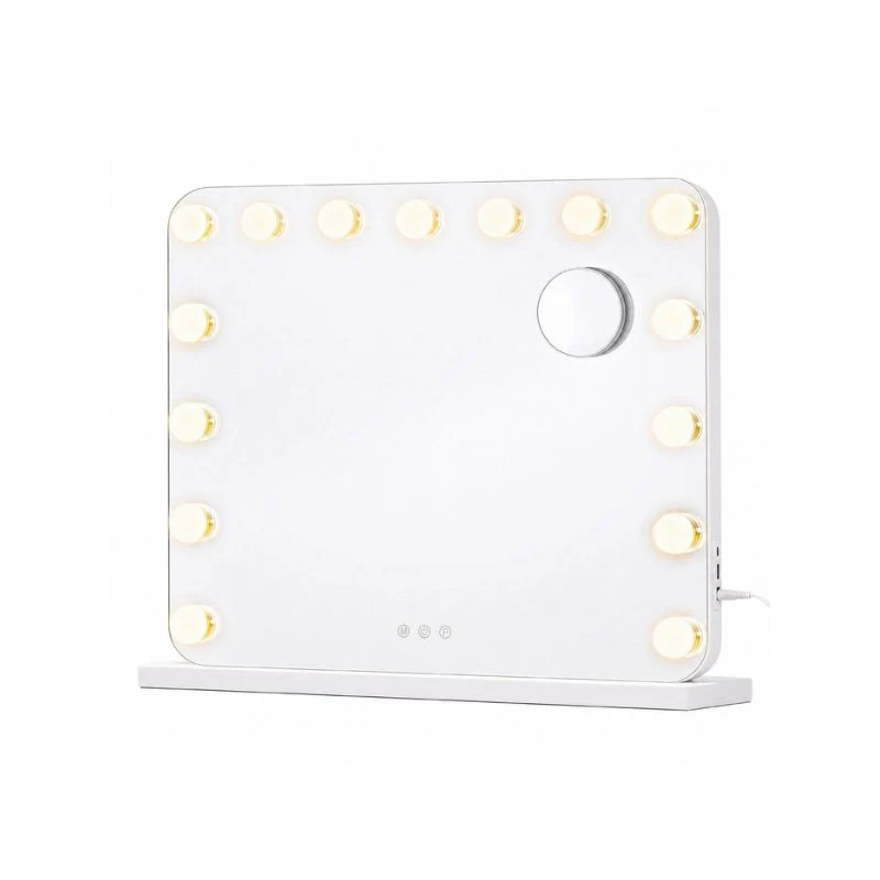 Miroir mural LED tactile avec loupe et ports USB