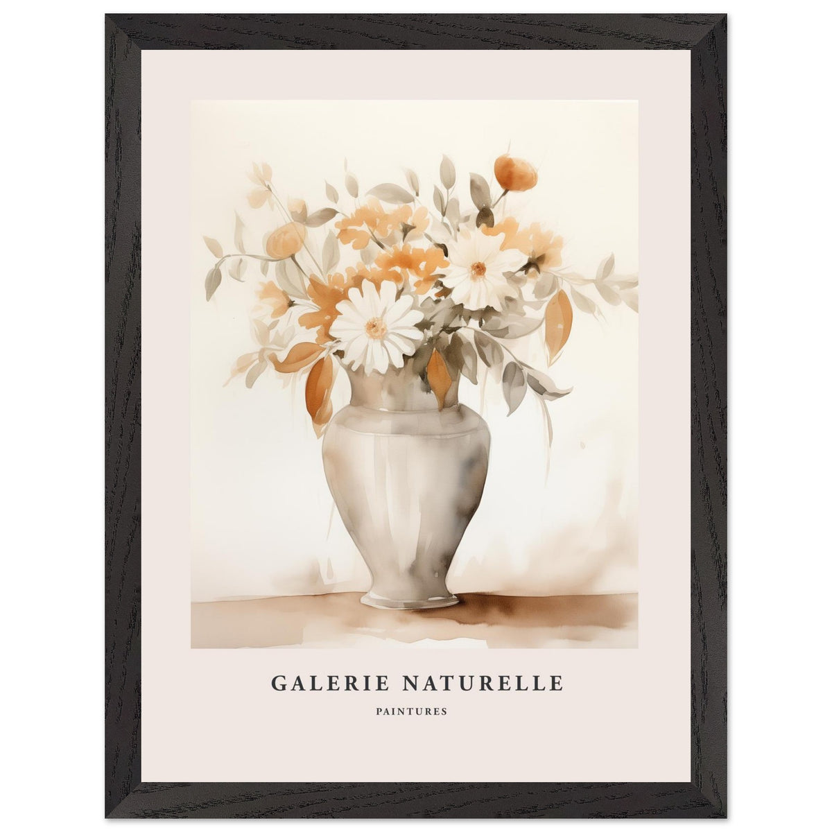 Artfulprints Poster met Lijst Bloemen in vaas 2  - 30x40 cm - Taupe