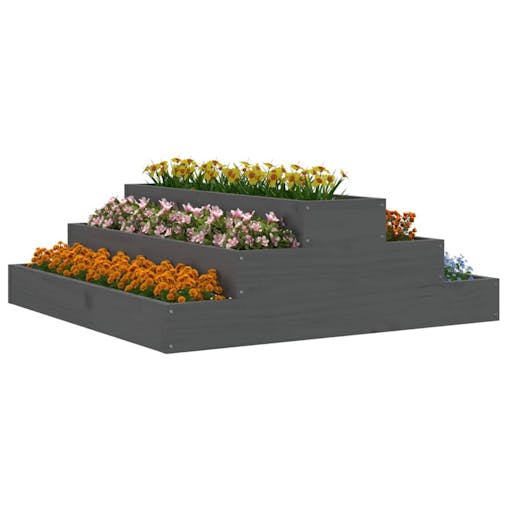 NNEVL Planter Grey 80x80x27 cm Solid Wood Pine
