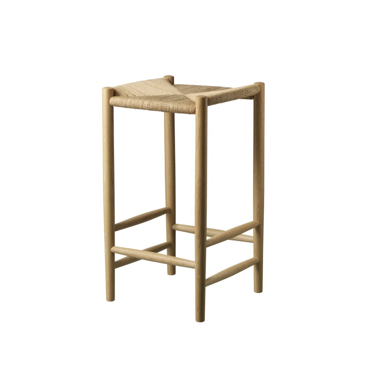 FDB Møbler - Jørgen Bækmark Barhocker J164C, H 67 cm, Eiche natur / Papierschnur