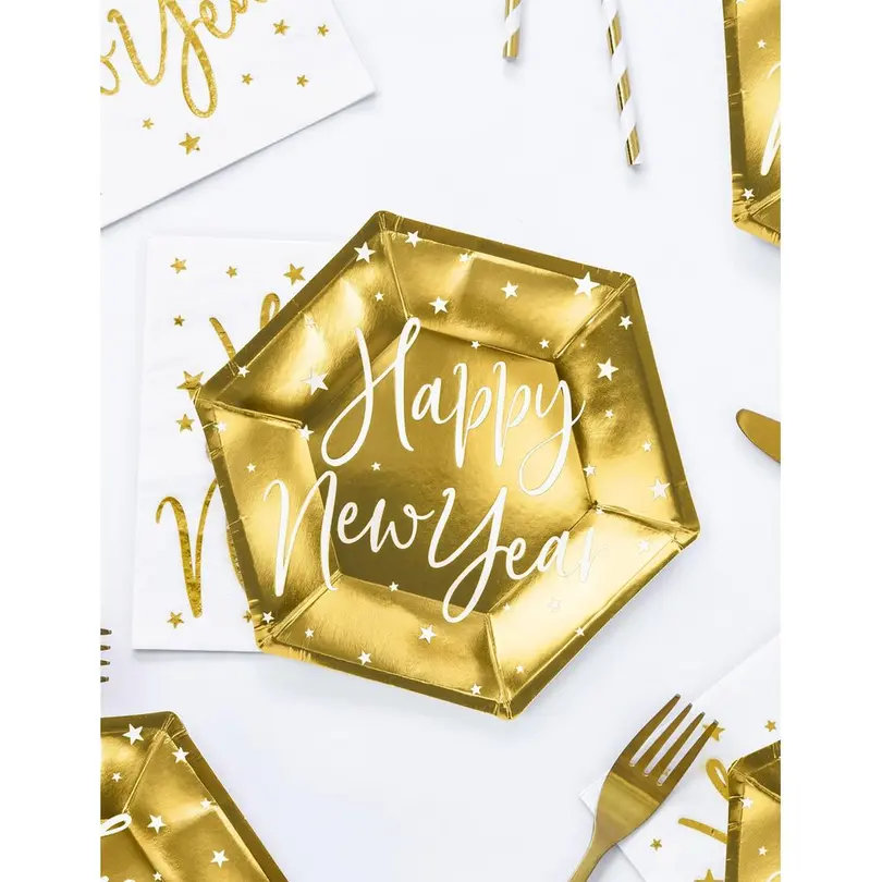 Flacher Teller 6er-Set Happy New Year
